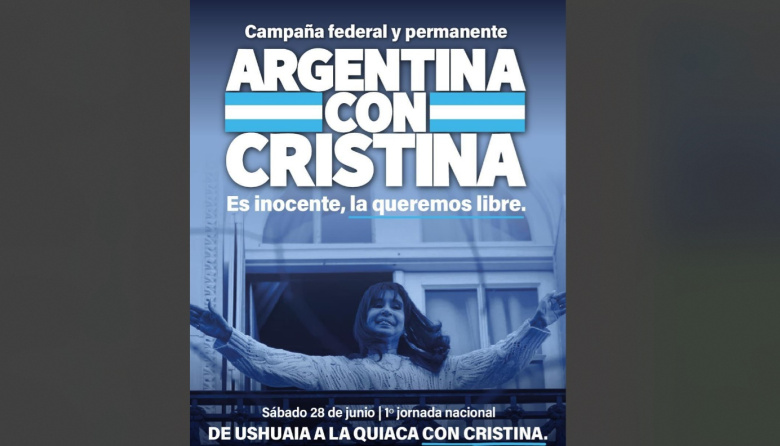 Se realizará la primera Jornada Nacional de la Campaña Federal y Permanente "Argentina con Cristina"