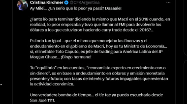 La contundente crítica de Cristina a Milei tras el anuncio sobre el presupuesto 2026: “¿En serio que lo peor ya pasó? daaaale!”