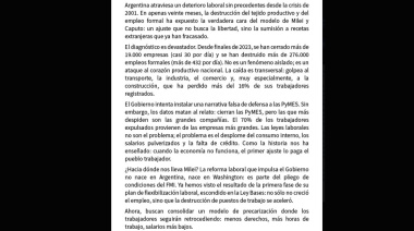 El peronismo levanta la voz contra la “precarización del FMI” y llamamos a defender el trabajo argentino