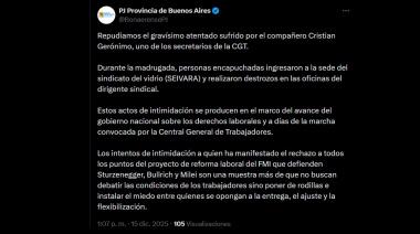 El PJ bonaerense repudió el ataque contra un compañero de la CGT
